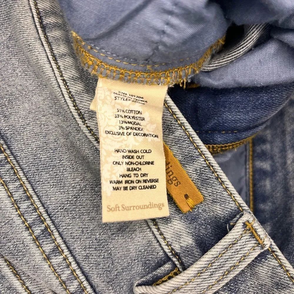 Soft surroundings stone washed bronze studded cropped denim sz 14 - Picture 4 of 8